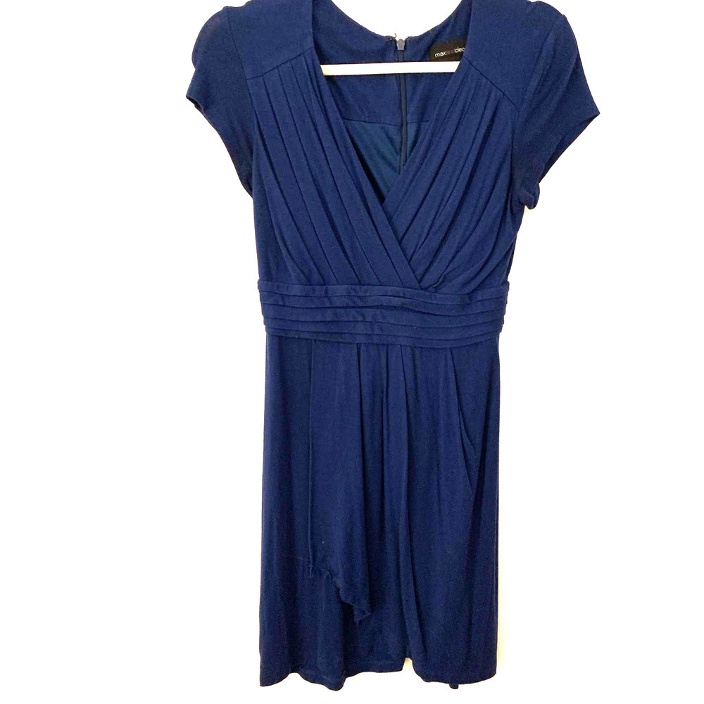 Max and Cleo Navy Blue Short Sleeve Ruched Mini Dress 2